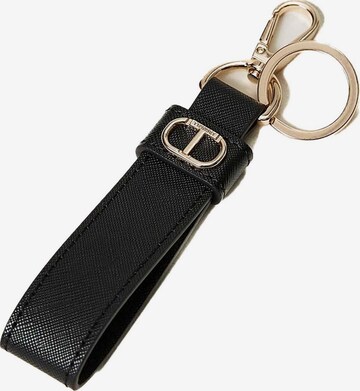 Twin Set Key Ring 'Twin Set Oval T' in Black: front