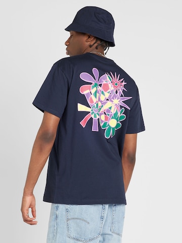 Cleptomanicx T-Shirt 'Flowers' in Blau: predná strana