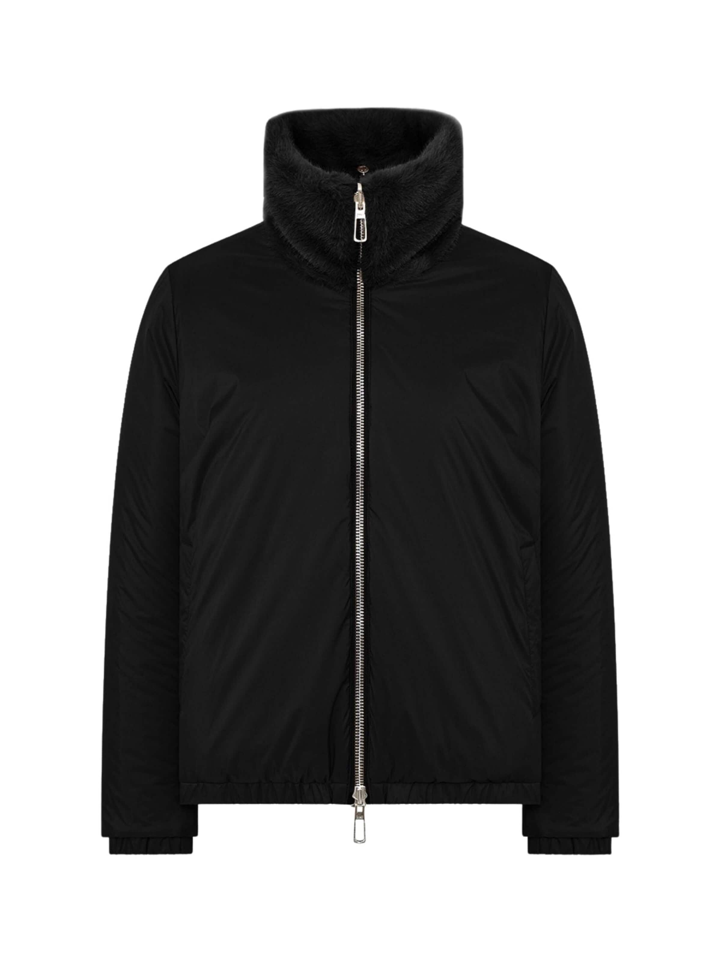 DUNO Övergångsjacka 'Reversible faux fur bomber jacket' i svart: framsida