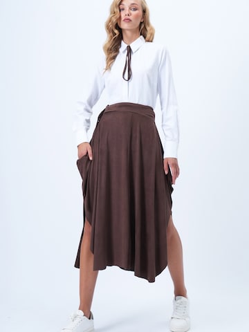 Trend Alaçatı Stili Юбка в Коричневый: спереди