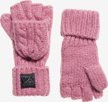 Superdry Fingerless Gloves in Pink: front