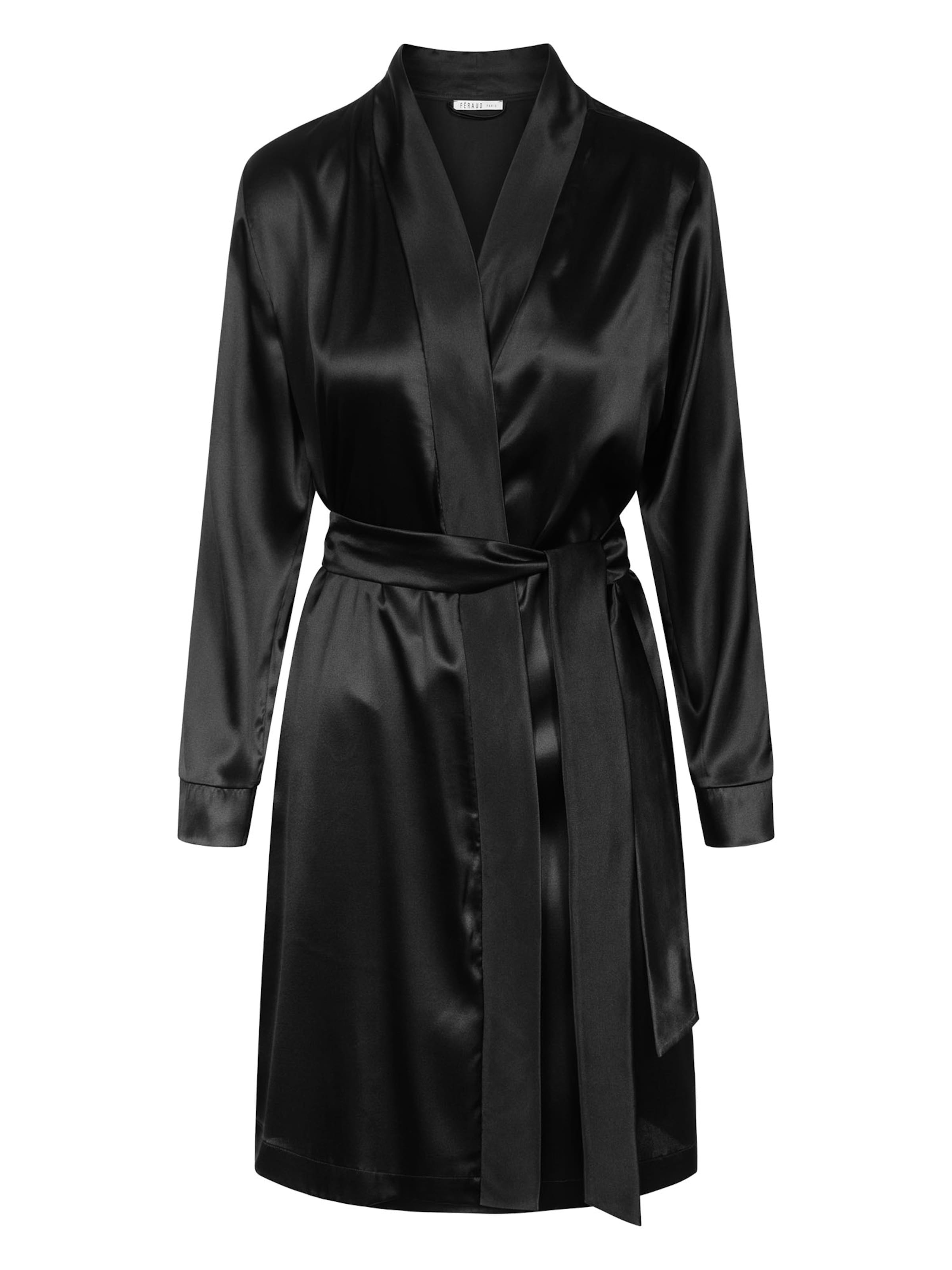 FÉRAUD PARIS Short Bathrobe ' Silk ' in Black: front