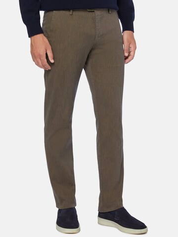 Coupe slim Pantalon à plis Boggi Milano en marron