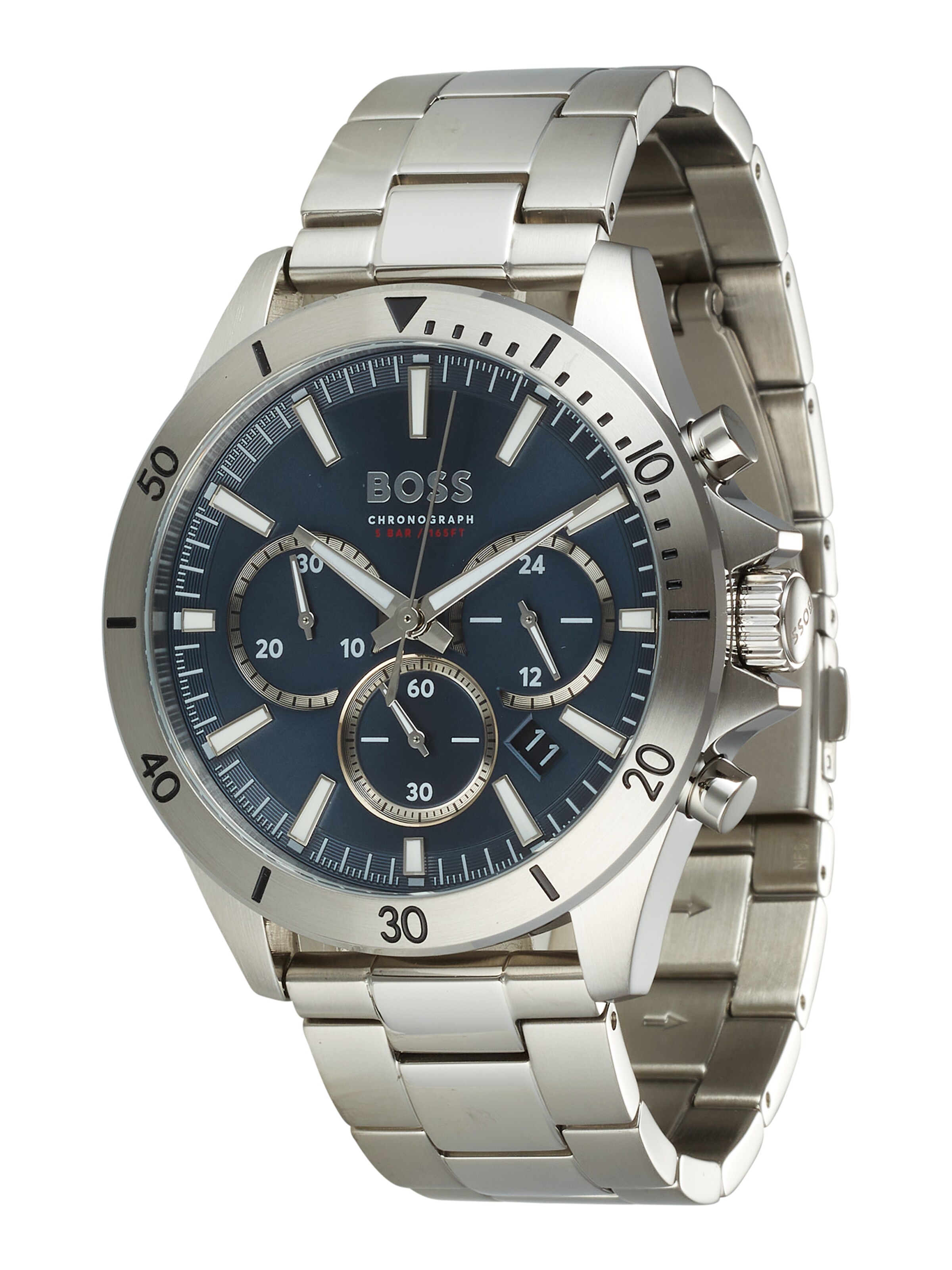 sudrabs BOSS Analogais pulkstenis: no priekšpuses