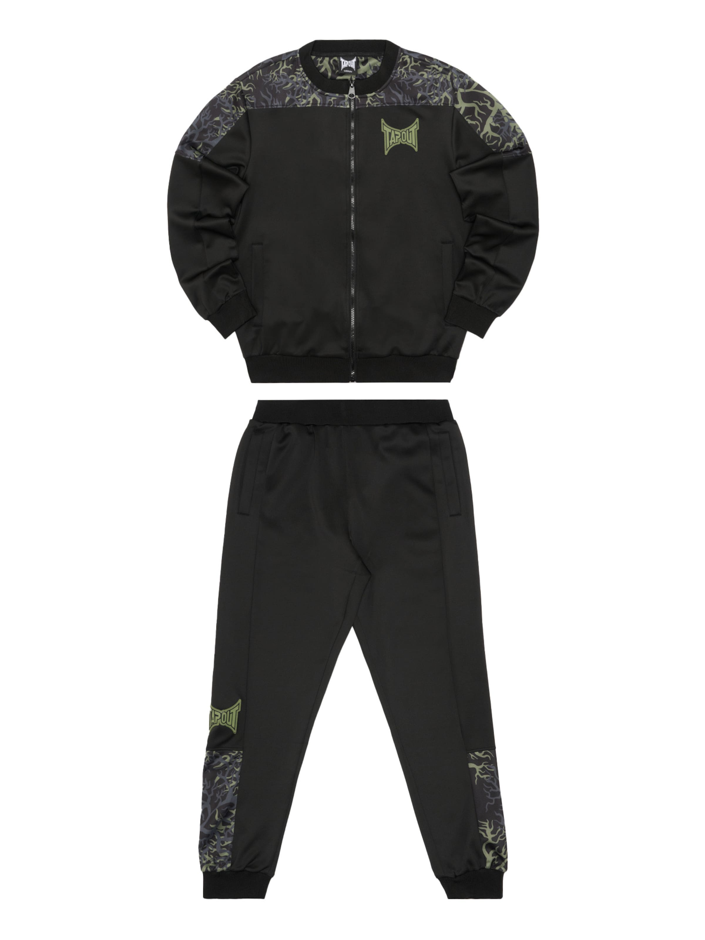 juoda Tapout Treniruočių kostiumas 'Roots Taptrack': priekis