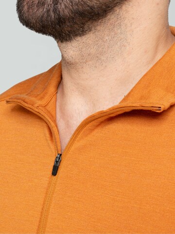 Alpenwert Shirt 'Zip Longsleeve Herren 100% Merino' in Orange