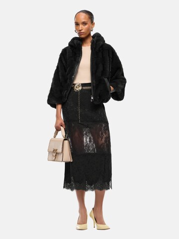 PINKO Winter jacket 'PINKO CADETIA  CAPPA ASPEN ASPETTO VISONE SCANA PELLICCIA' in Black