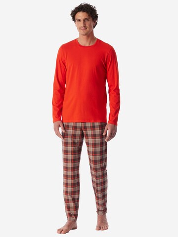 SCHIESSER Pajamas long ' Casual Essentials ' in Brown: front