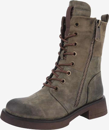 Ital-Design Schnürstiefelette in Grün: Vorderseite