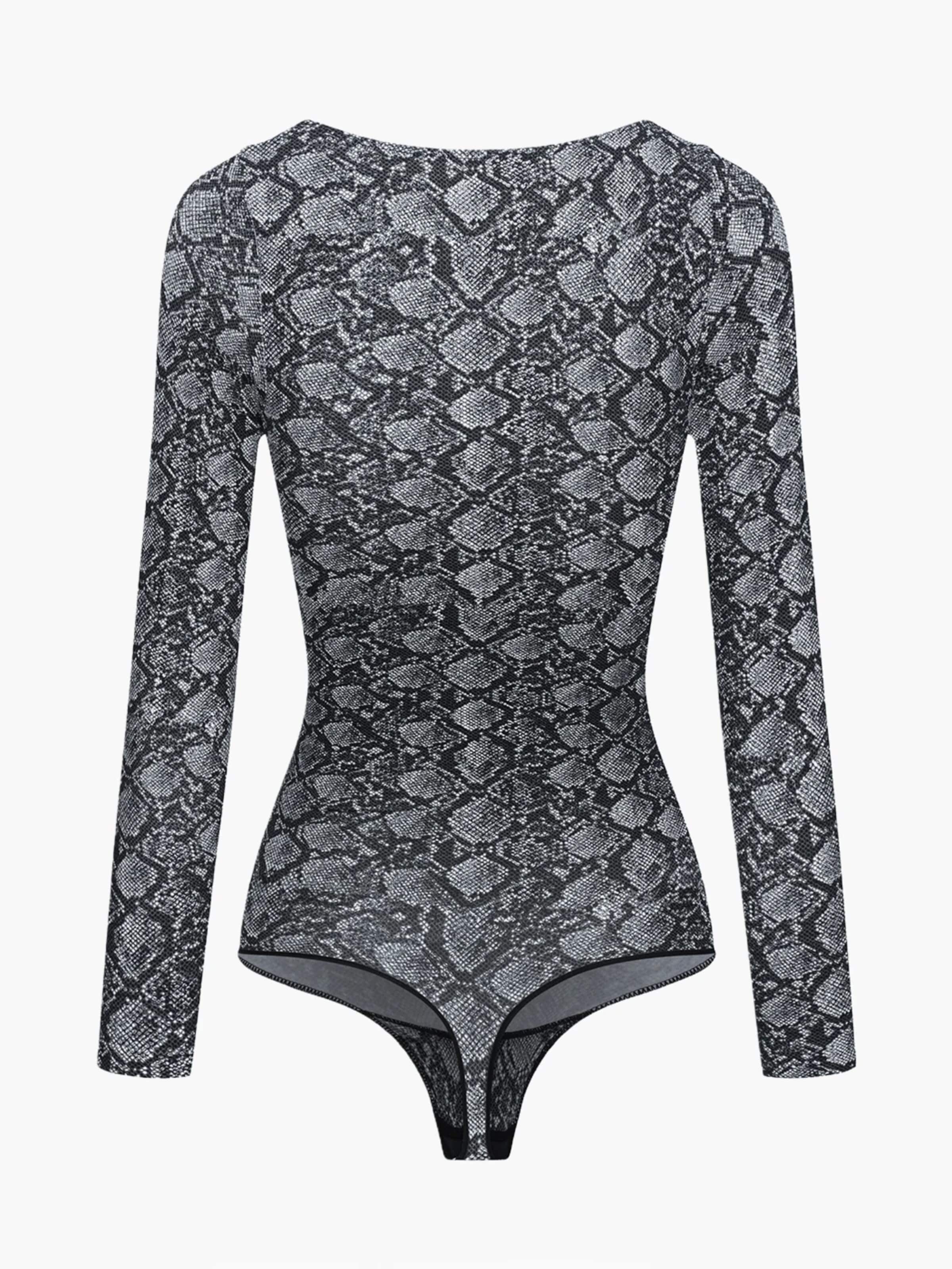 cfab (formerly creamy fabrics) Shapingbody 'Bodysuit Sculpting Shapewear Longsleeve mit String' i grå