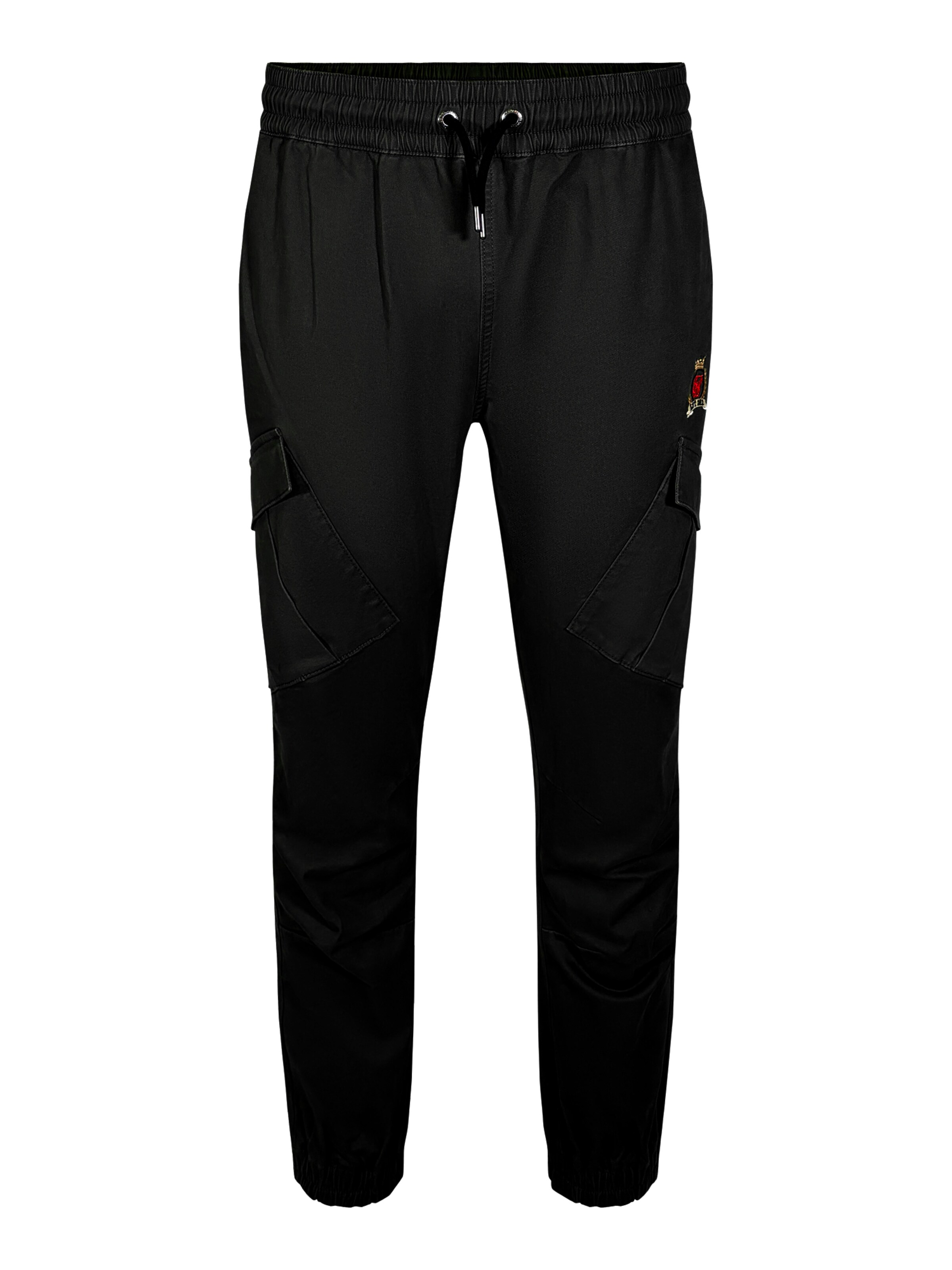 Effilé Pantalon cargo SikSilk en noir : devant