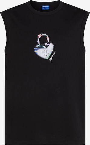 juoda KARL LAGERFELD JEANS Marškinėliai 'Love Unlocked': priekis
