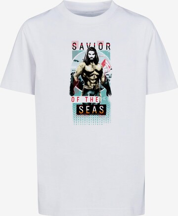 ABSOLUTE CULT Shirt 'Aquaman - Saviour Of The Seas' in Wit: voorkant