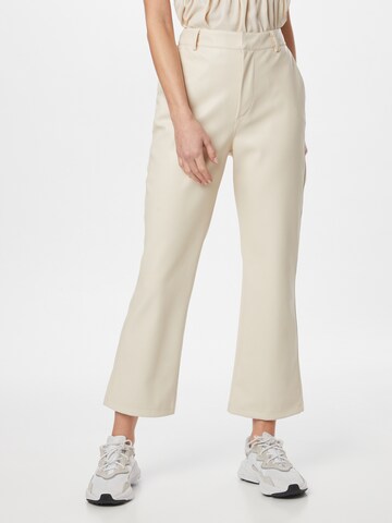 Gina Tricot Flared Broek 'Lisa' in Beige: voorkant