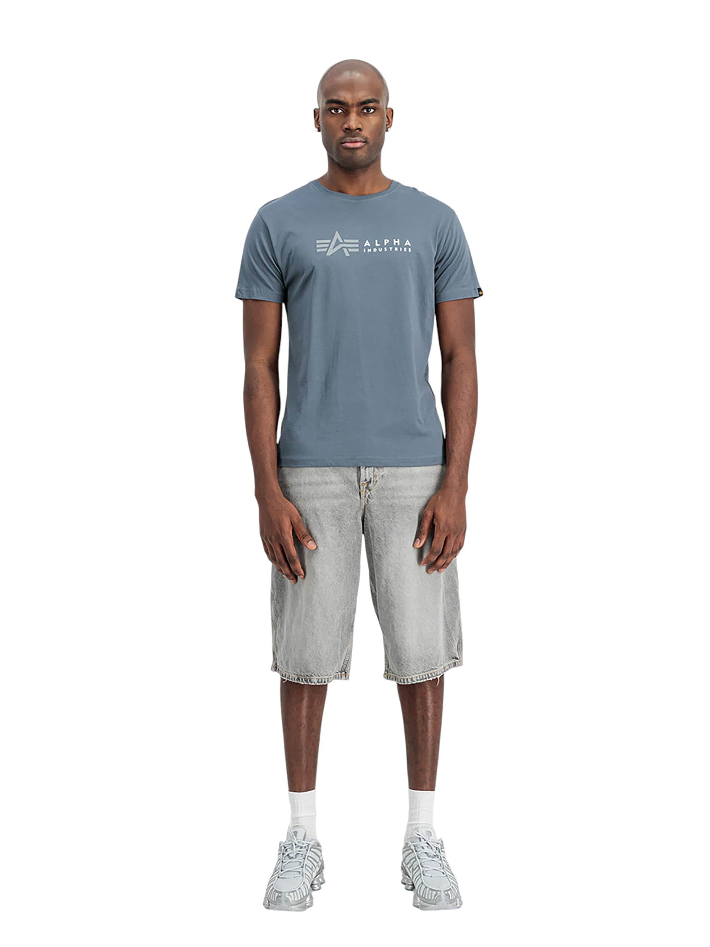 ALPHA INDUSTRIES Shirt 'Label' in Blue: front