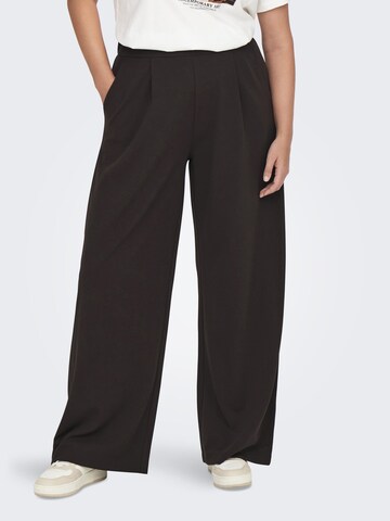 ONLY Carmakoma Wide leg Pleat-front trousers in Black: front