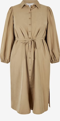 Apricot Shirt Dress in Beige: front