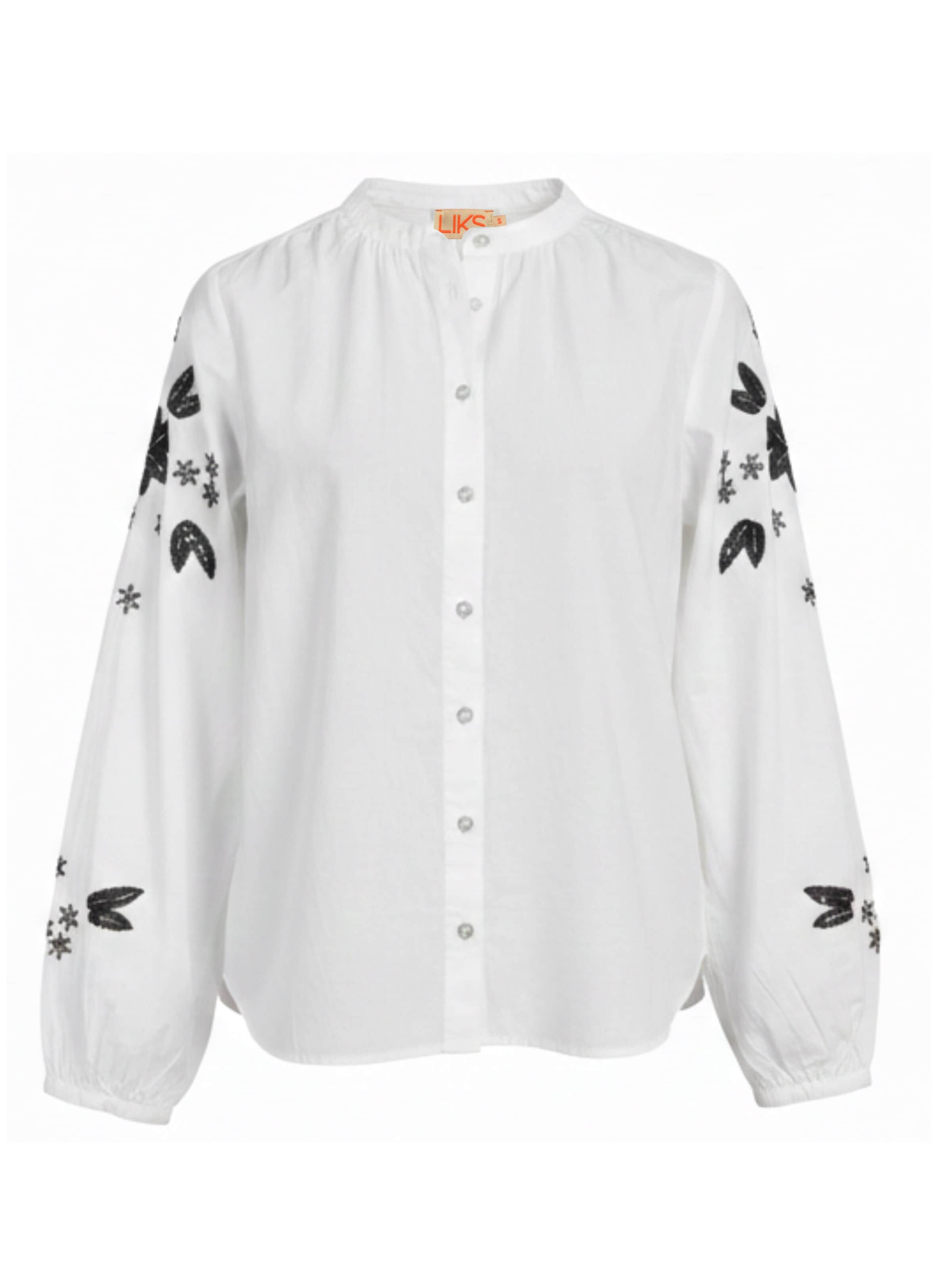 Chemisier 'Damenbluse mit Stickerei Blumen aus reiner Baumwolle - GesaC' LIKS. Munich en blanc : devant