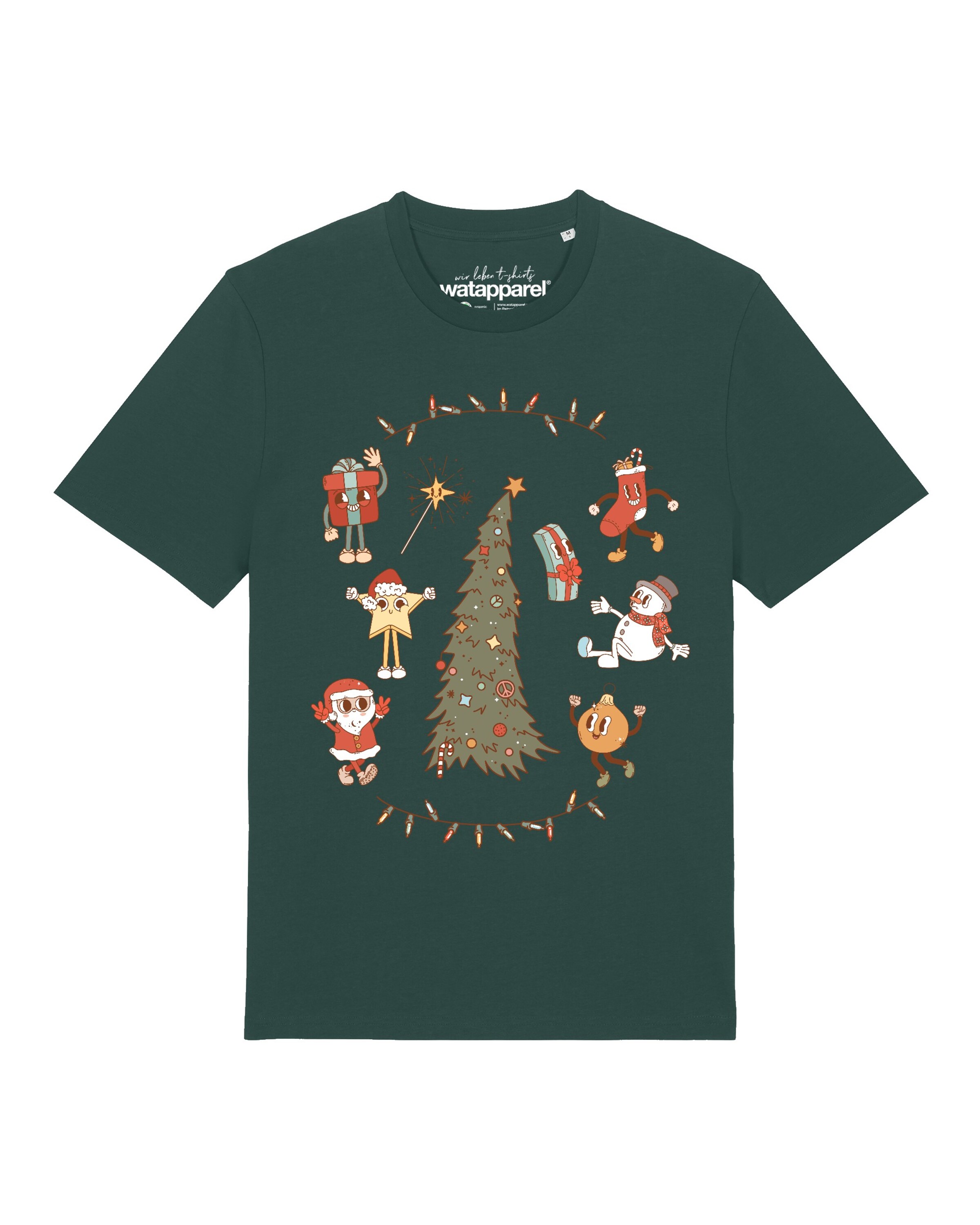 Maglietta 'Christmas 2024' di Watapparel in verde: frontale