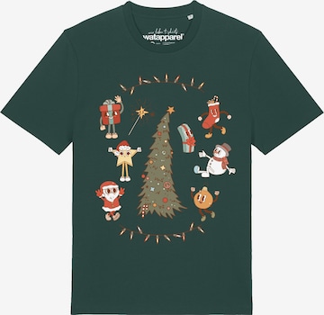 Maglietta 'Christmas 2024' di Watapparel in verde: frontale