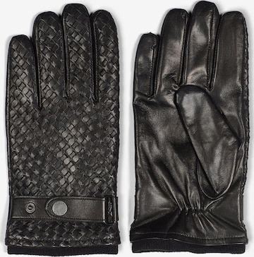 Mezzoguanti 'Leather Braided Gloves Axel Black' di Howard London in nero: frontale