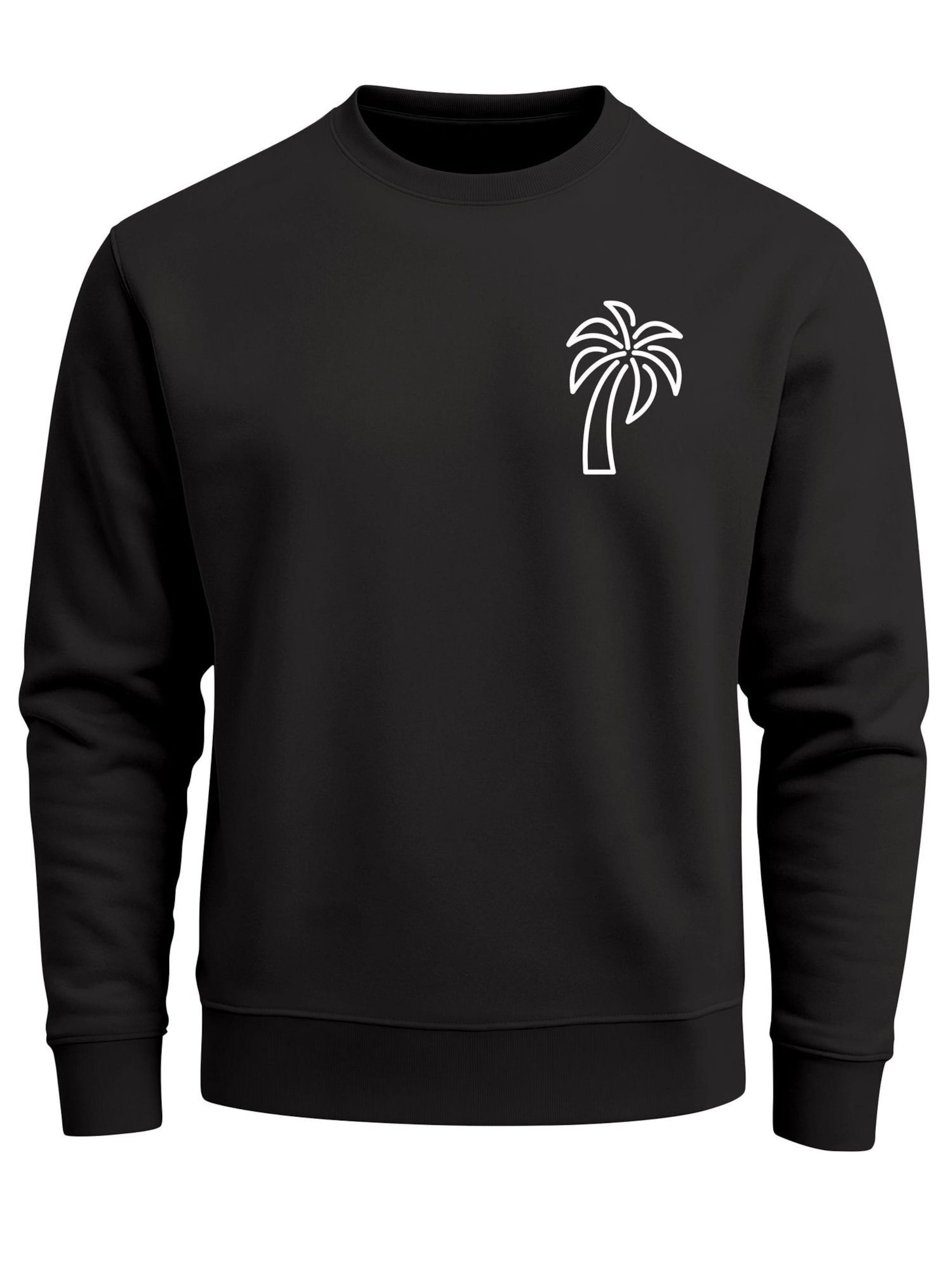 Neverless Sweatshirt 'Palm Lineart Logo' in Black: front