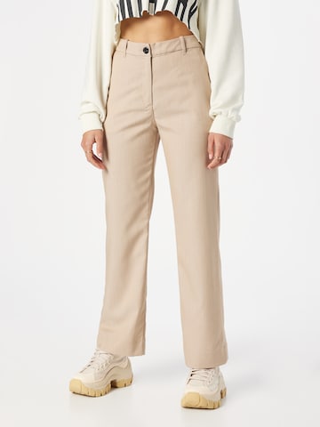 Monki Wide leg Byxa i beige: framsida