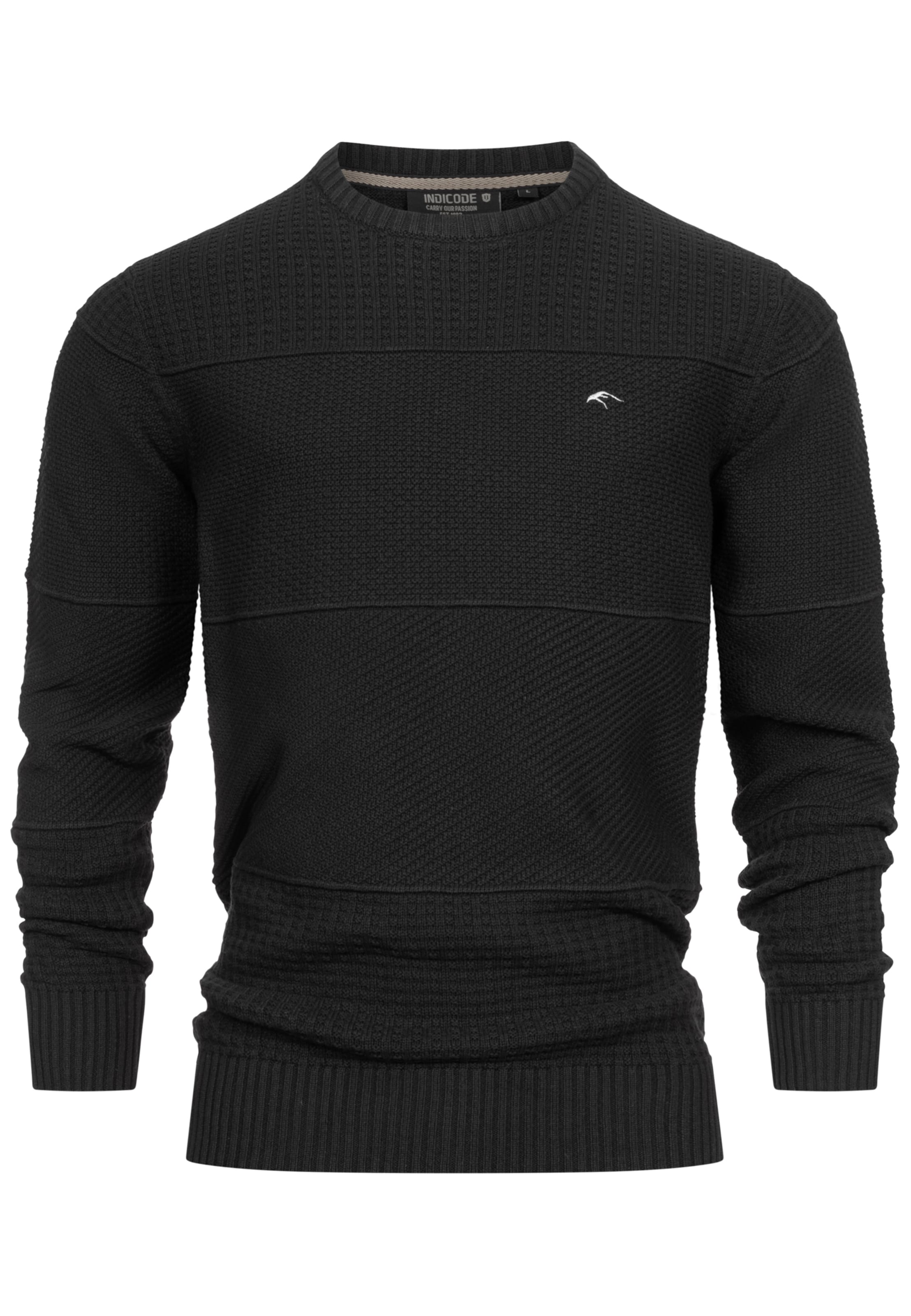 INDICODE JEANS Pullover 'Justice' in Schwarz: Vorderseite