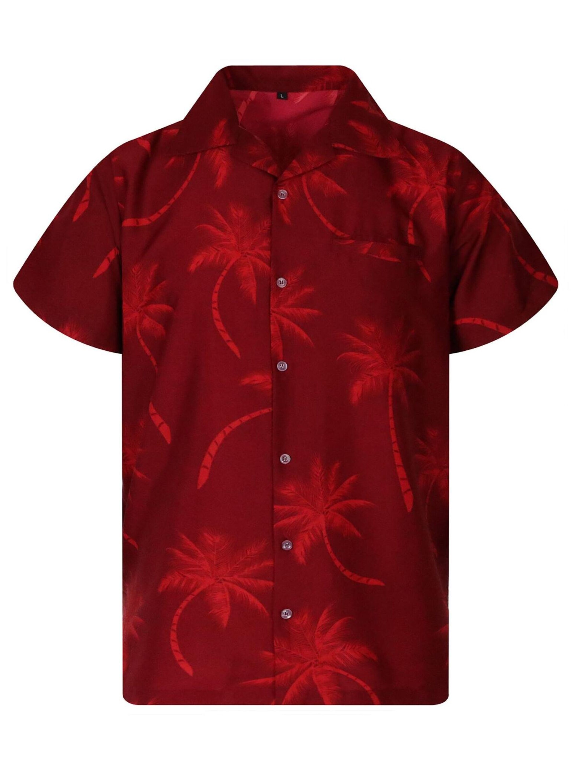 King Kameha Shirt 'Palmshadow'‌‌‌‌‌ in Rot: Vorderseite