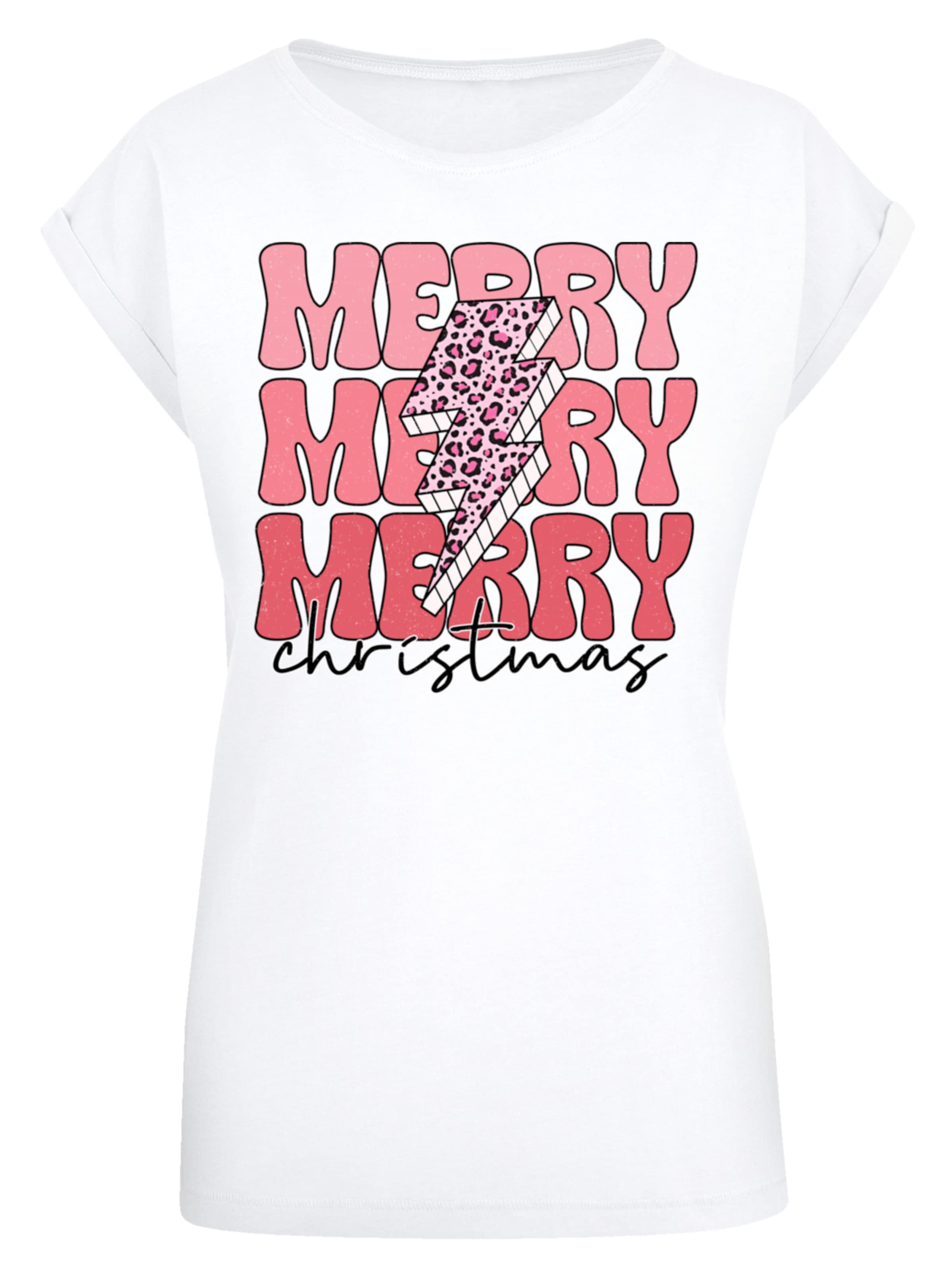 T-shirt 'Merry Christmas' F4NT4STIC en blanc : devant