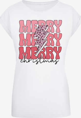 F4NT4STIC Shirt 'Merry Christmas' in Wit: voorkant