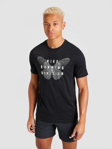 T-Shirt fonctionnel 'RUN DIVISION' NIKE en noir : devant