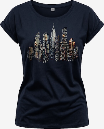 MAKAYA Shirt 'New York Skyline' in Blue: front