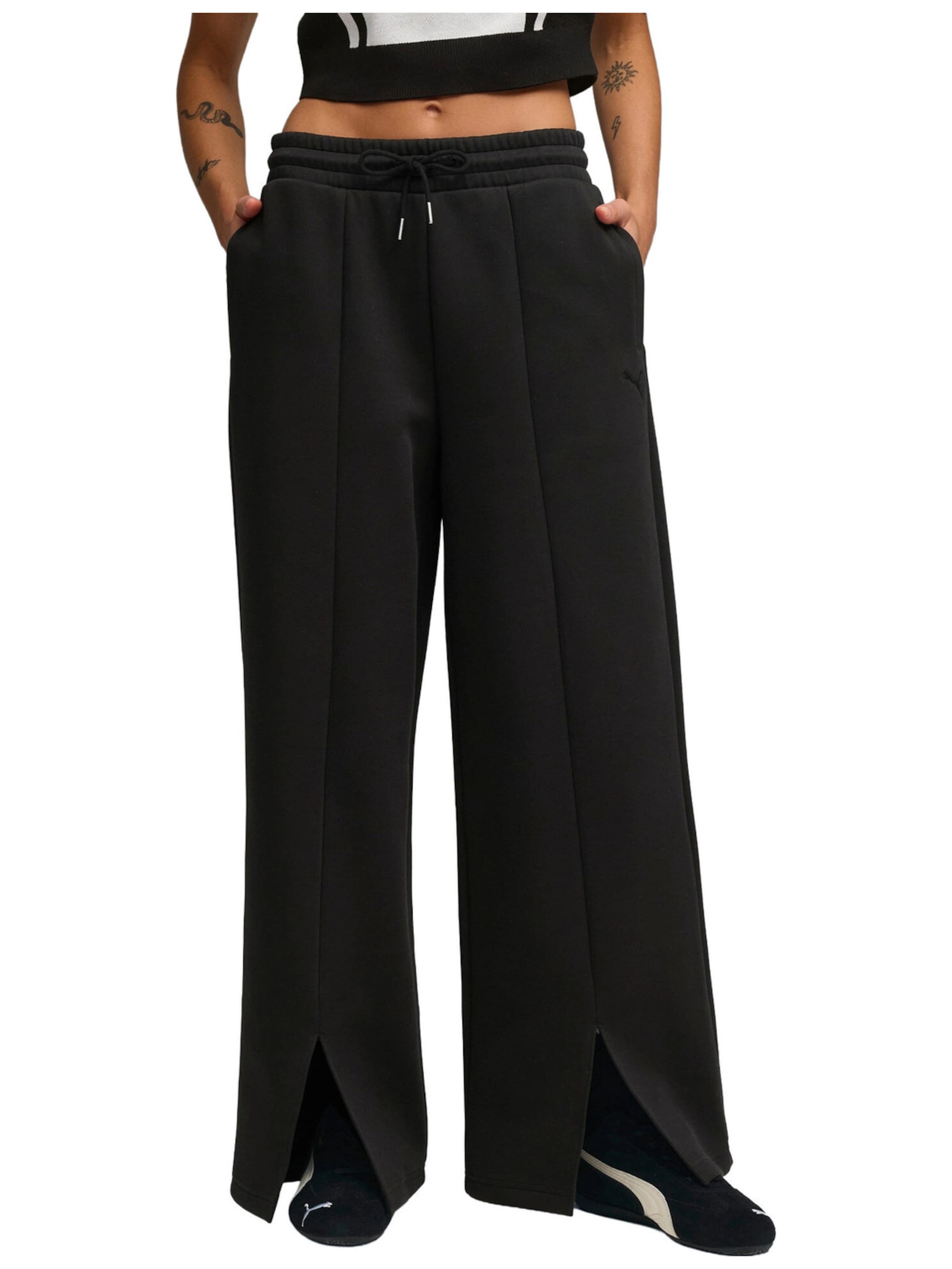 PUMA - regular Pantalón deportivo 'Puma Wardrobe Ess Relaxed Pants Dk' en negro: frente