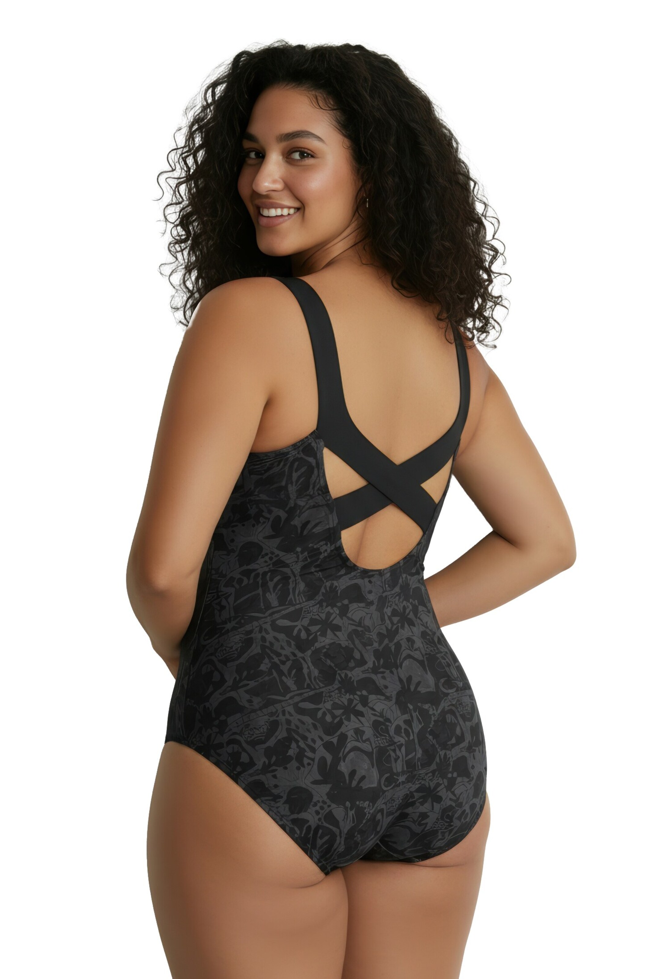 Ulla Popken Bustier Badpak in Zwart