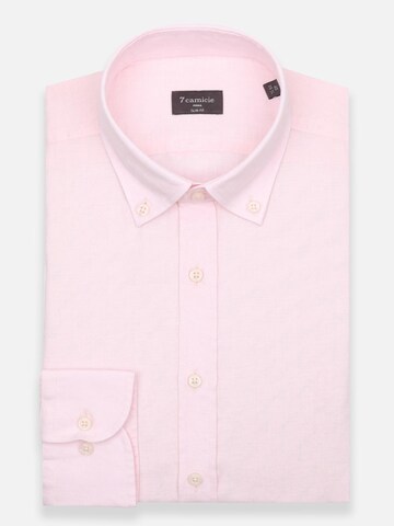 Slim fit Camicia business 'Leonardo Linen Man Shirt Pink' di 7Camicie in rosa