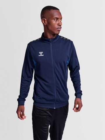 Hummel Athletic Zip-Up Hoodie 'AUTHENTIC PL' in Blue: front