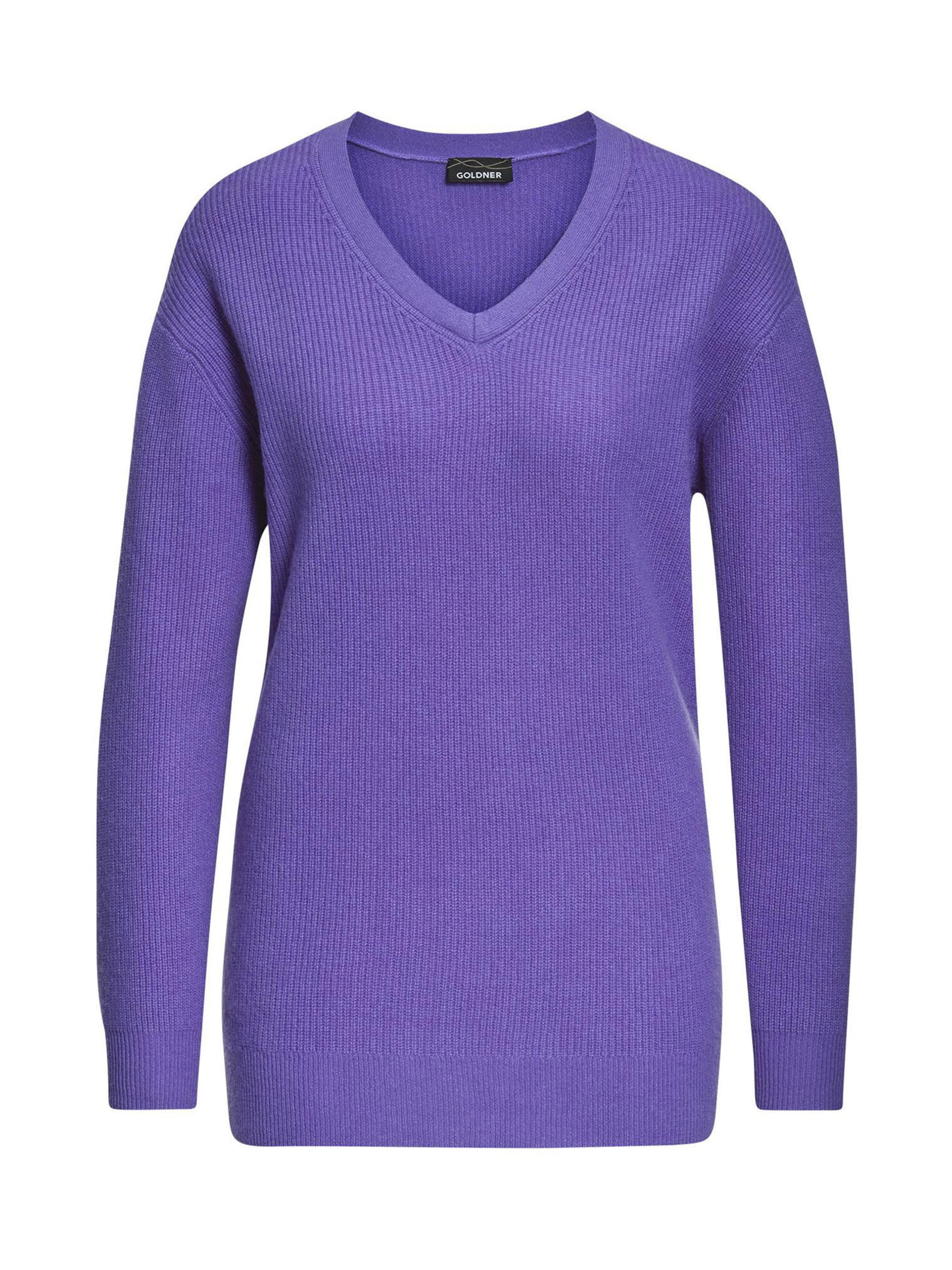 Goldner Pullover in Lila: Vorderseite