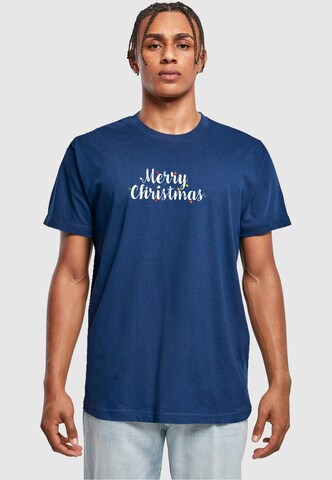 Merchcode Shirt 'Merry Christmas' in Blauw: voorkant