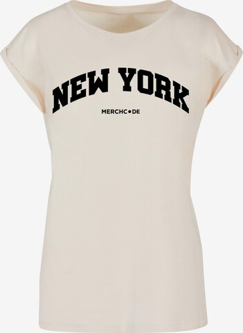 Merchcode Shirt ' New York' in Beige: predná strana