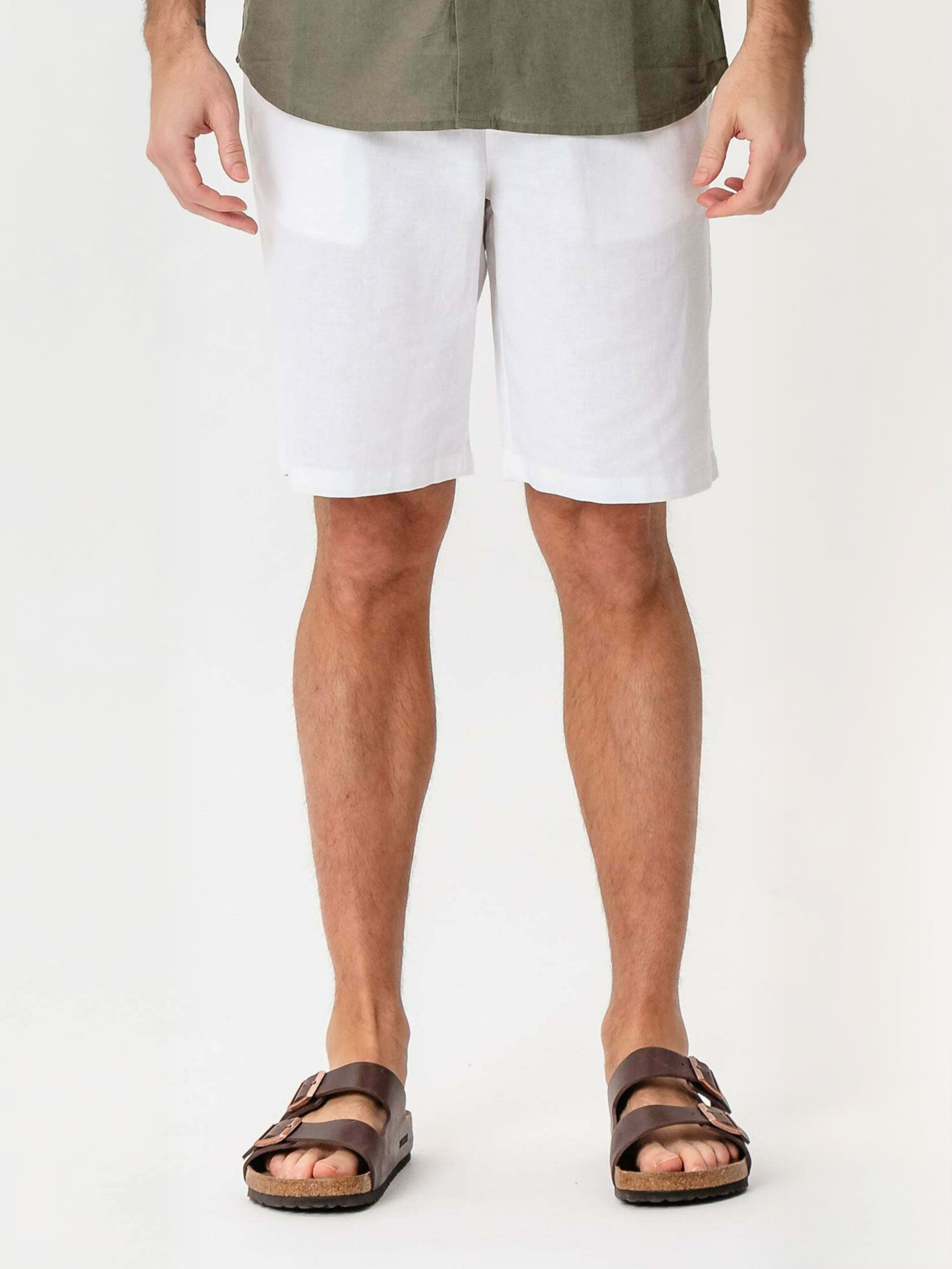 Pantalon ' Linen Blend ' TEESHOPPEN en blanc : devant