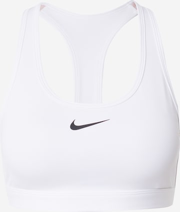 NIKE Medium Support Sports Bra 'Swoosh' in White: front