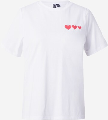 Maglietta 'LOVE' di PIECES in bianco: frontale