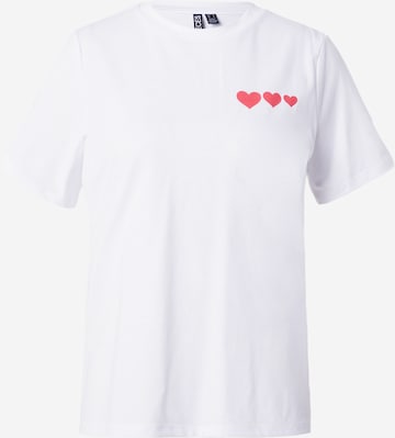 PIECES Shirt 'LOVE' in Wit: voorkant