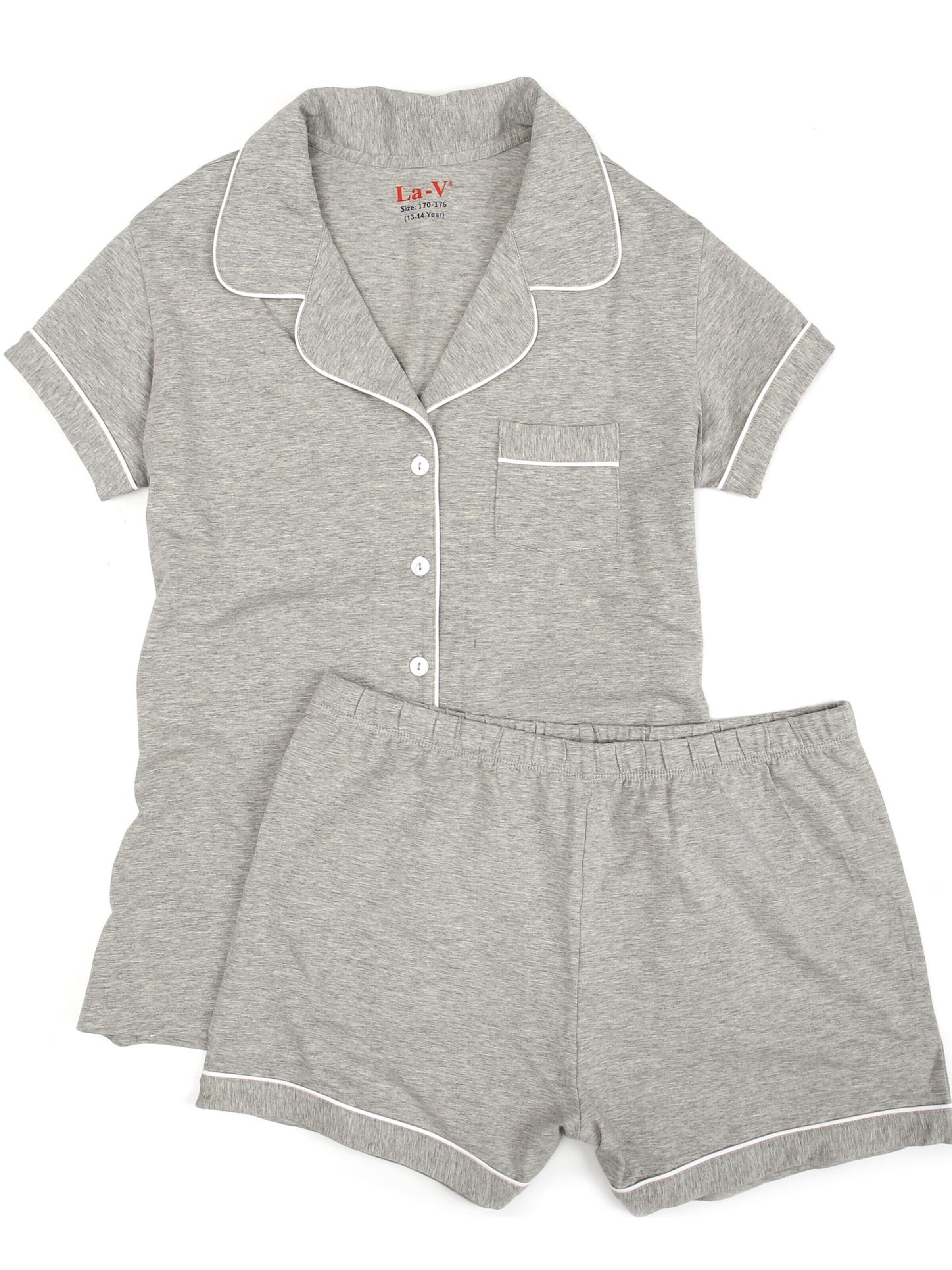 La V Pajamas 'Shortama girl' in Grey: front