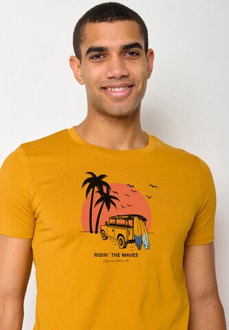 GREENBOMB Shirt 'Nature Car Surf' in Yellow