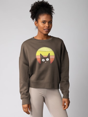 Sweat-shirt 'Sunset Cat ' Watapparel en marron : devant