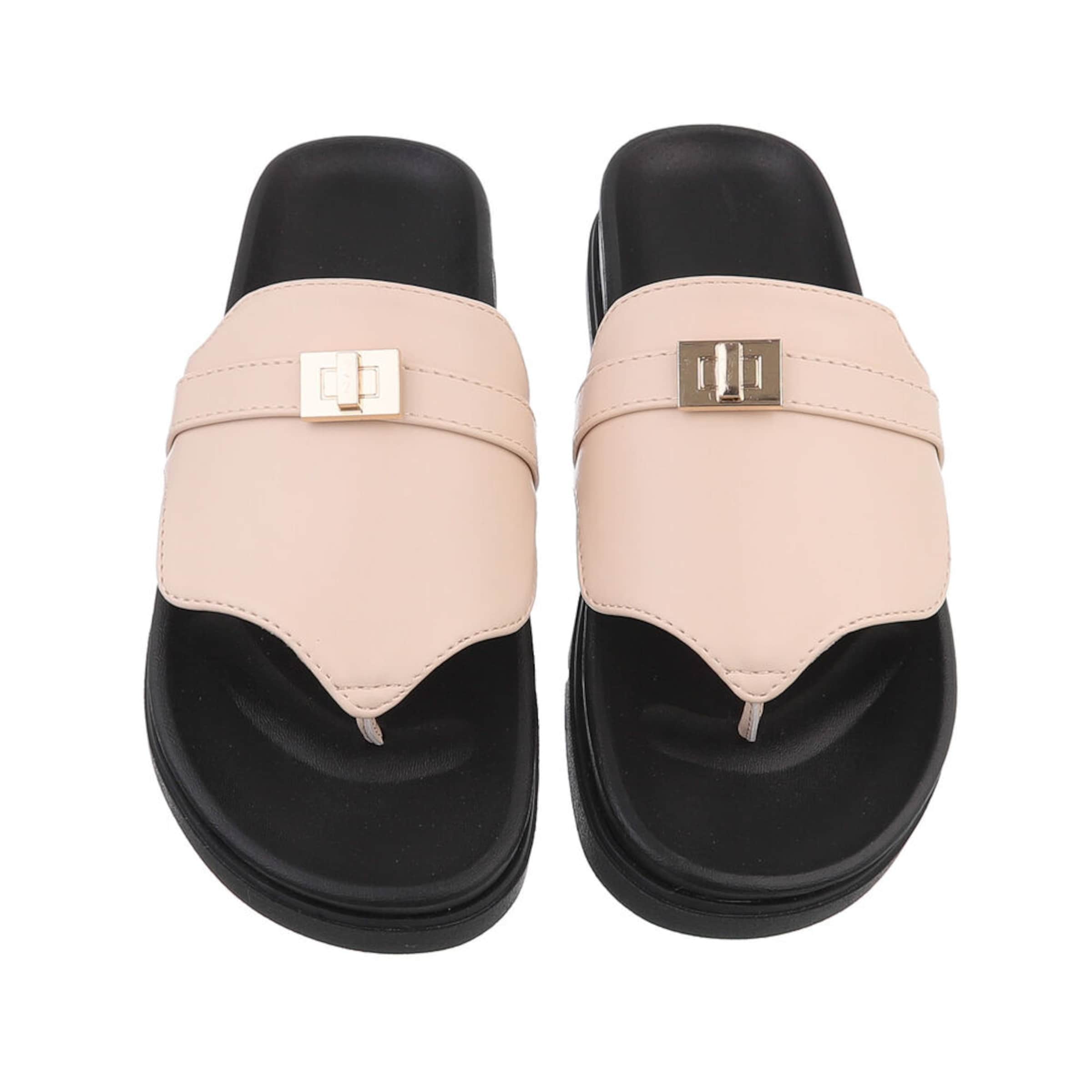 Ital-Design T-Bar Sandals in Beige