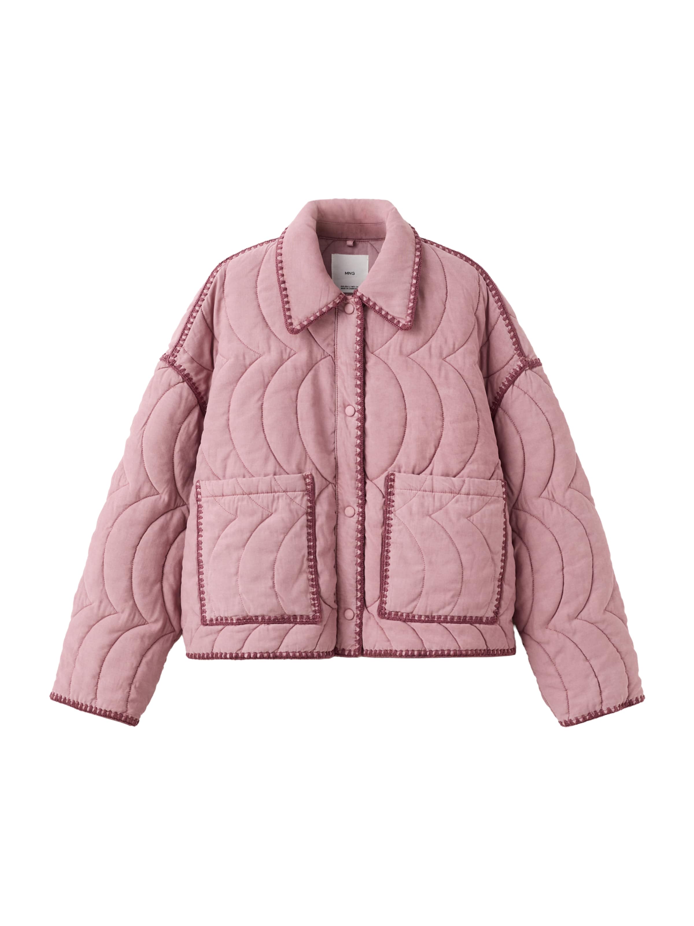 Giacca di mezza stagione 'Zigzag' di MANGO in rosa: frontale