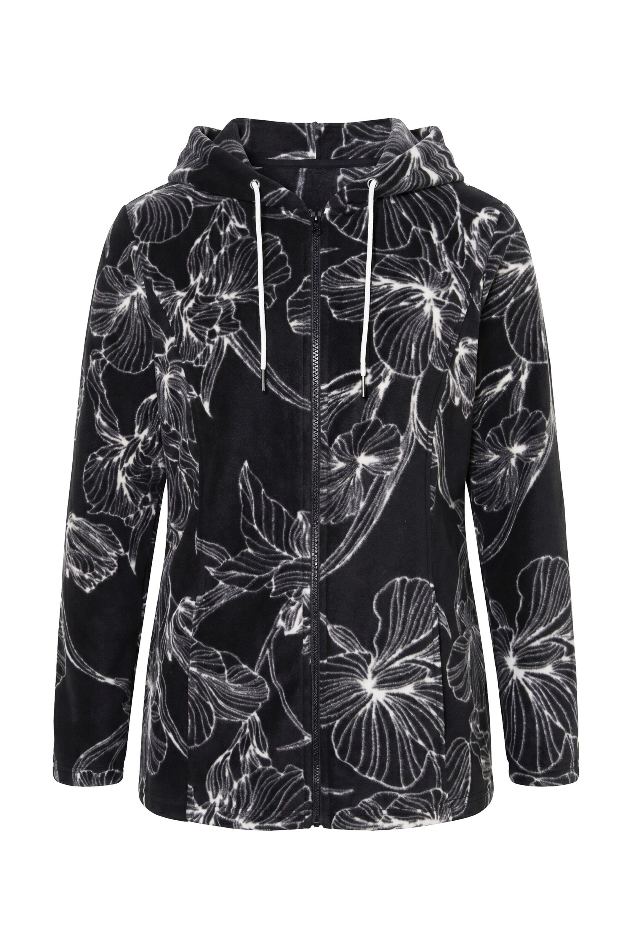 Ulla Popken Fleecejacke in Schwarz: Vorderseite